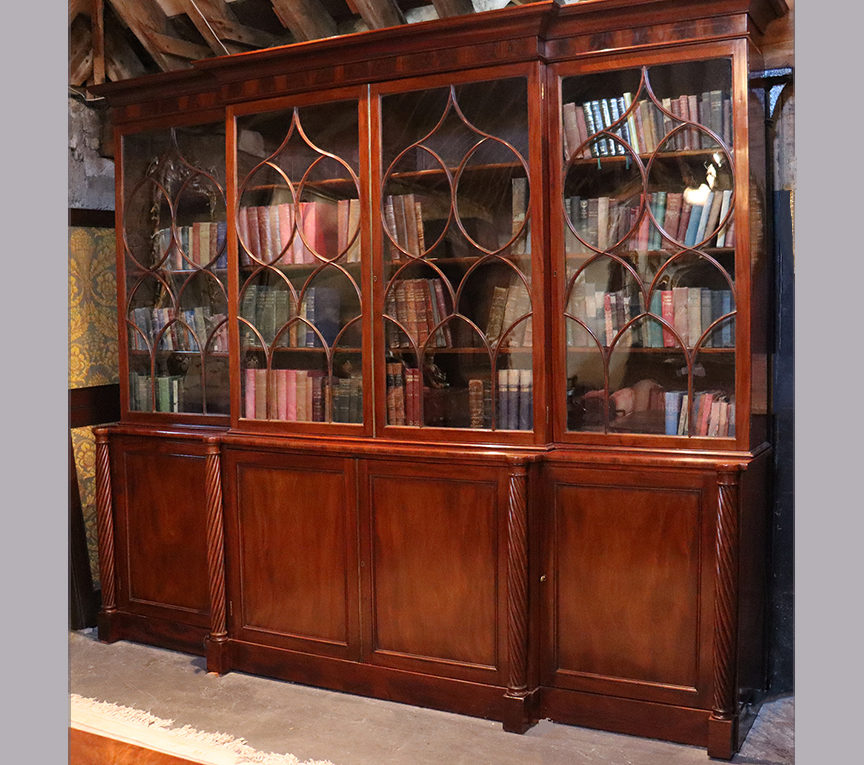 Irish Regency Breakfront Bookcase
