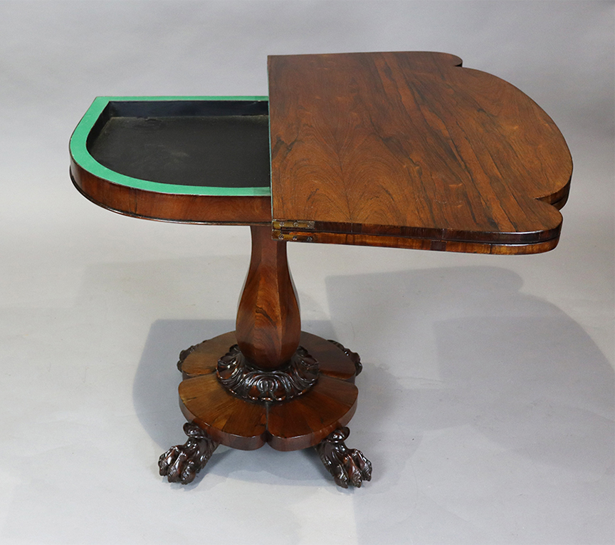 Pair of Irish Rosewood Fold-over Games Tables