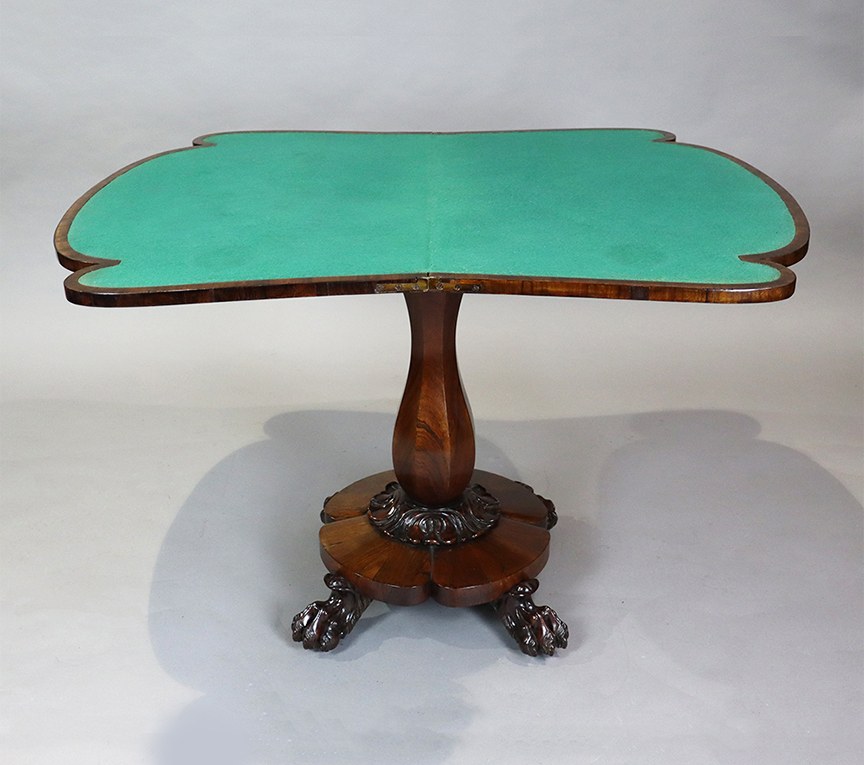 Pair of Irish Rosewood Fold-over Games Tables
