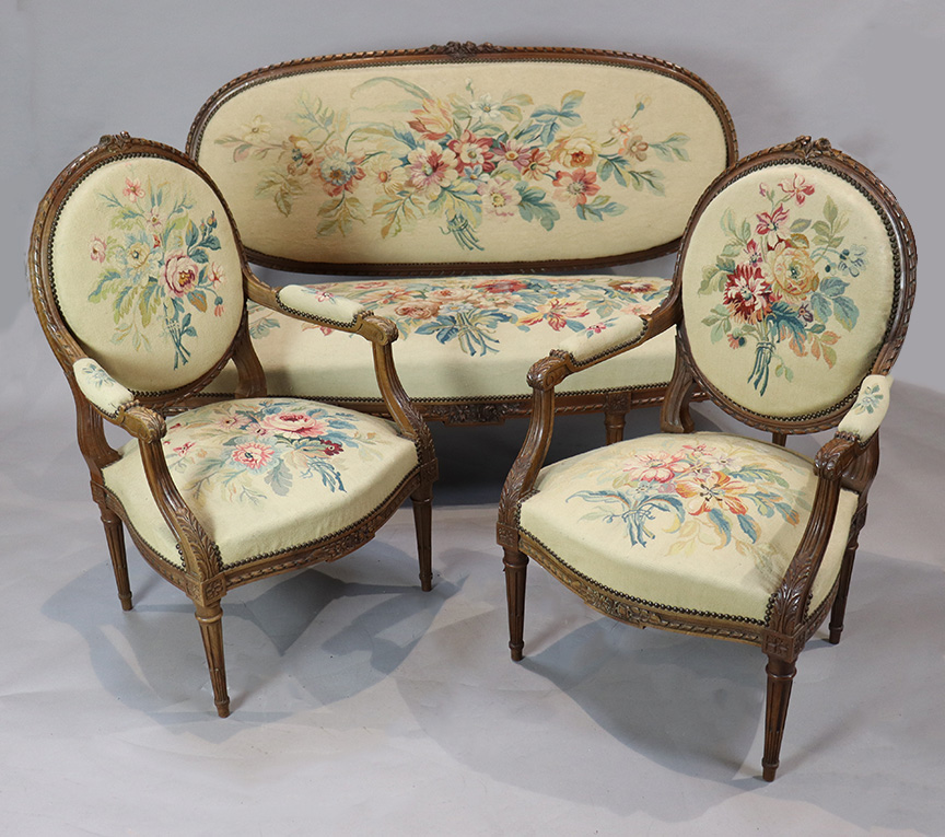 19th Century French Parlour Sofa and Chairs