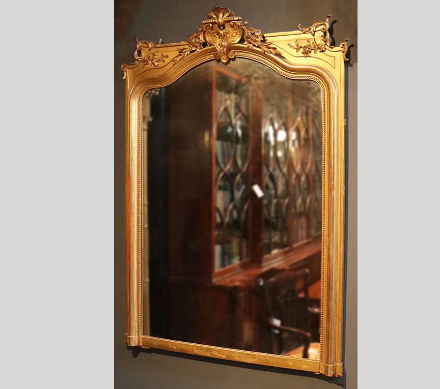 19th Century French Gilt Mirror with Cartouche