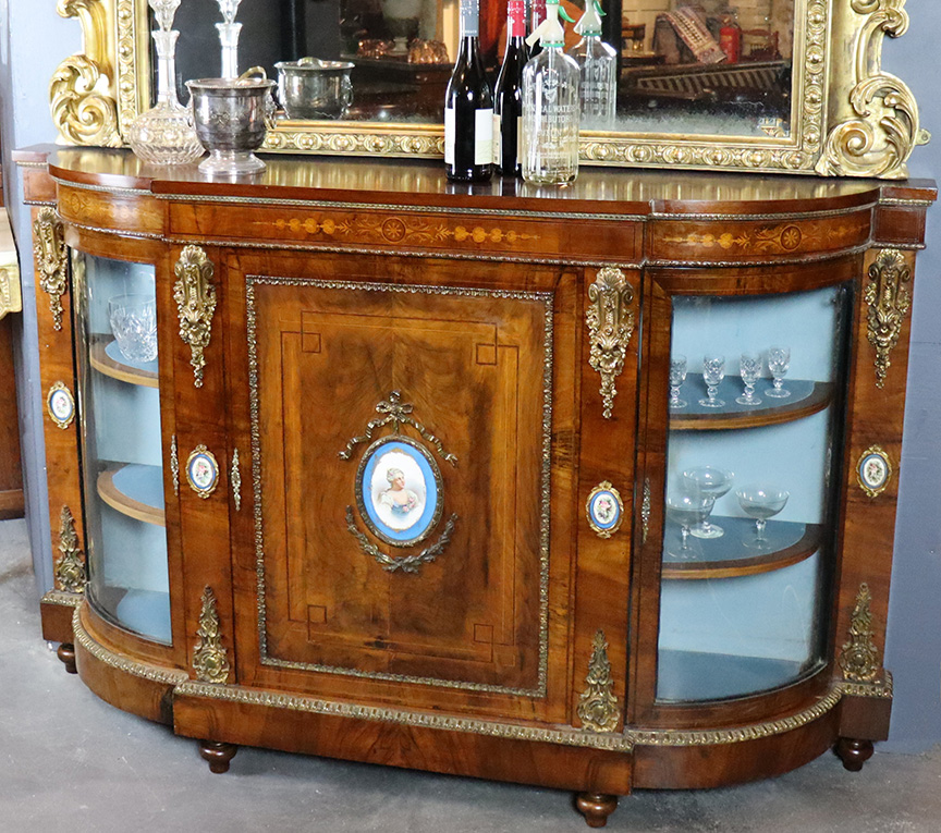 Victorian Walnut Credenza with Plaques