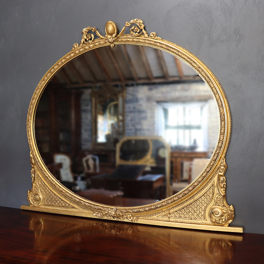 19th Century Oval Overmantle Mirror