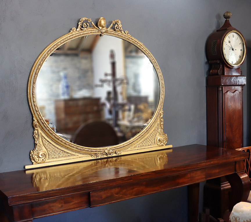 19th Century Oval Overmantle Mirror