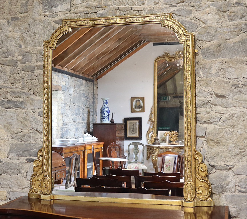 Large 19th Century Overmantle Mirror