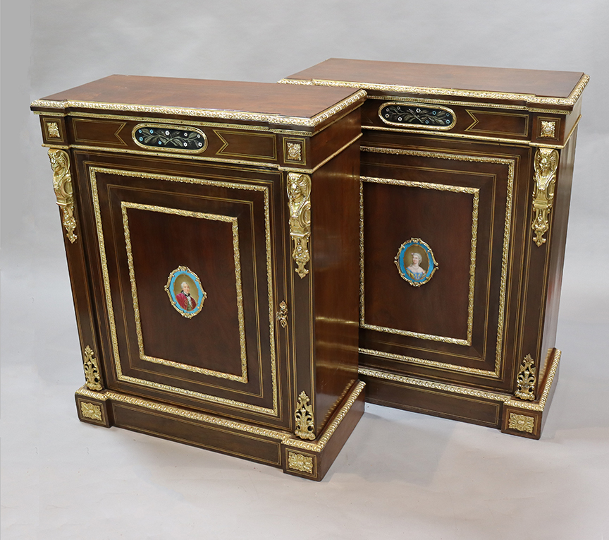 19th Century French Walnut Pier Cabinets