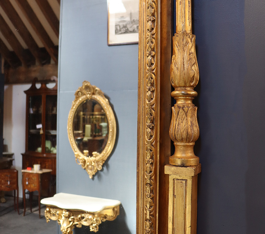 Large Gilt Mirror with Side Columns