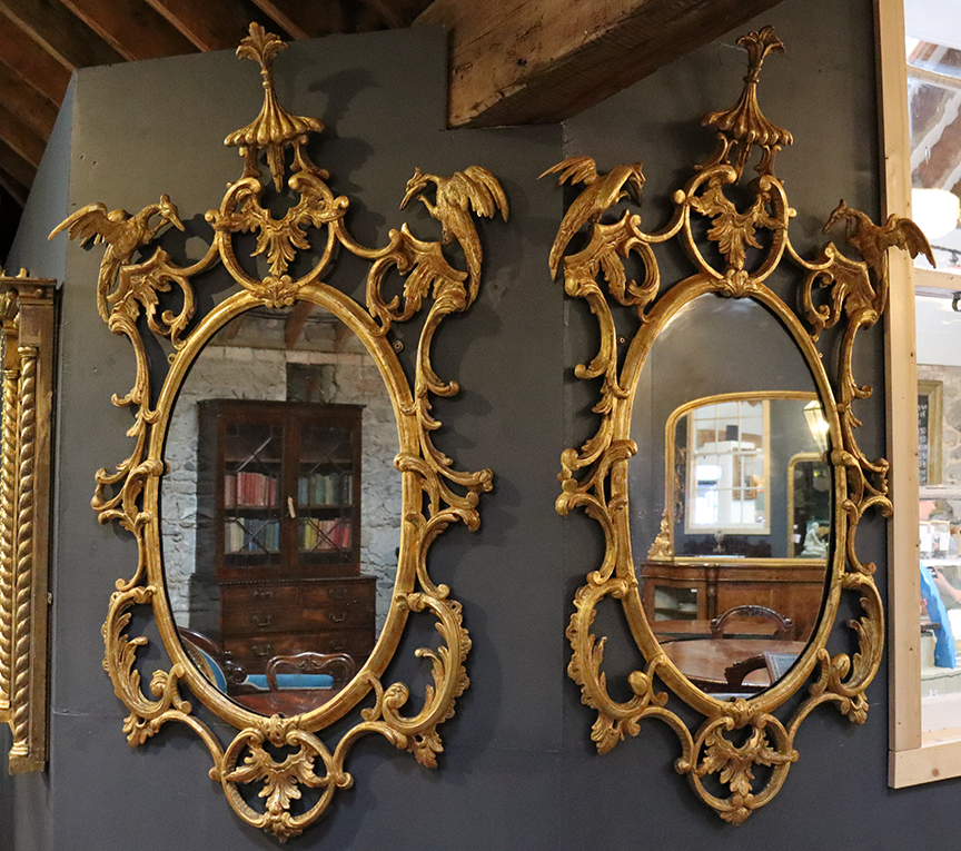 Pair of 19th Century Mirrors with Ho-ho Birds