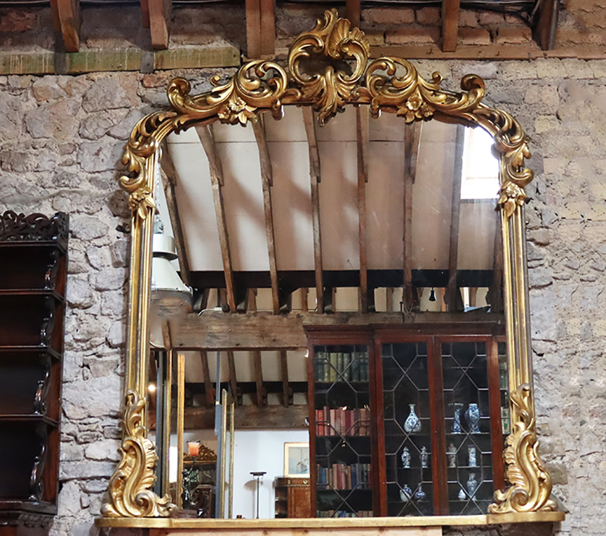 Large Victorian Water Gilt Overmantle Mirror