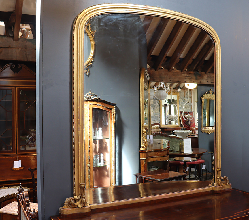 Victorian D-shaped Water Gilt Mirror