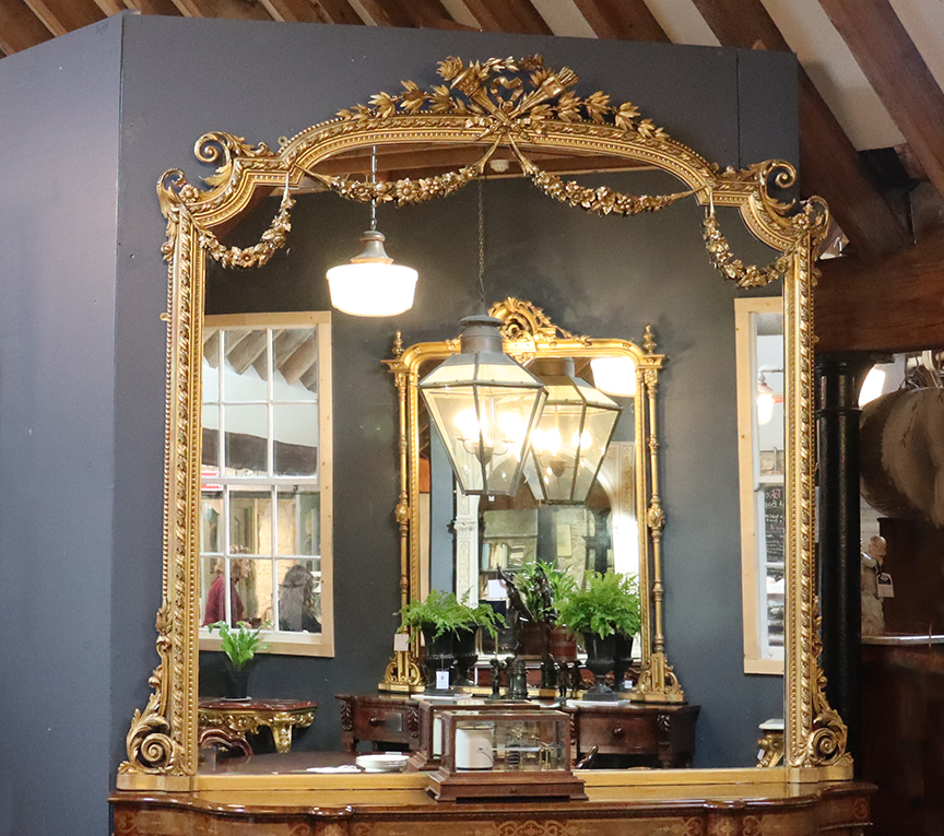 Overmantle Mirror with Floral Swags