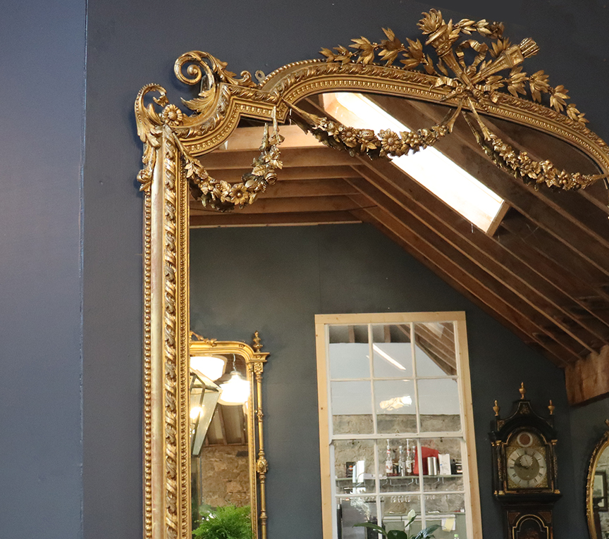 Overmantle Mirror with Floral Swags