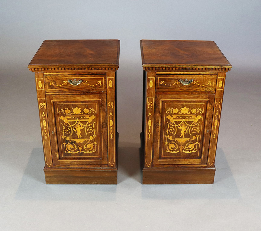 Pair of Beside Cabinets with Inlay