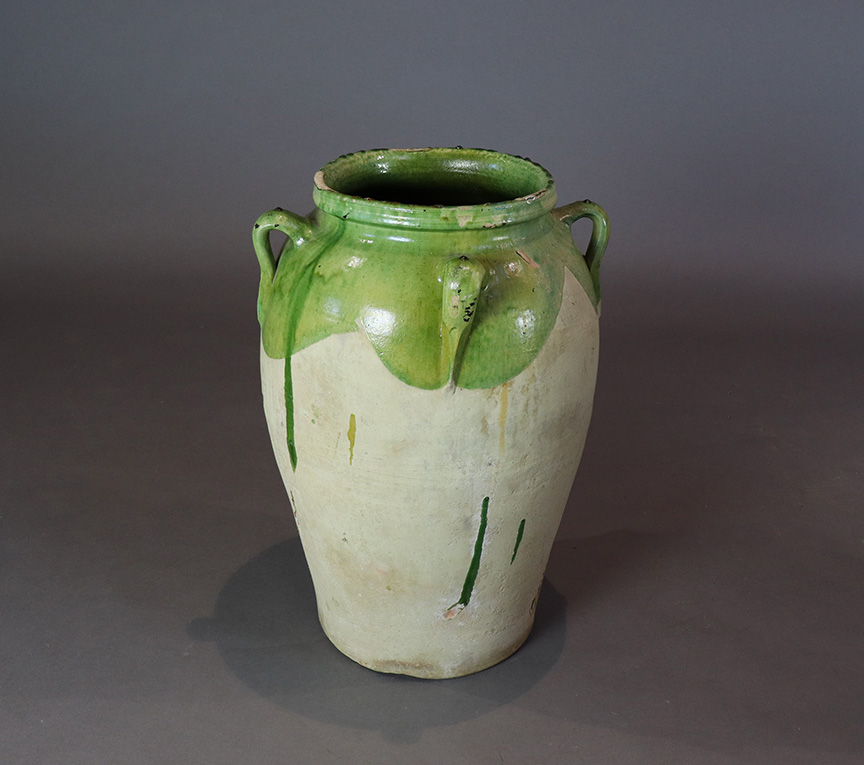 Large Terracotta Pot with Green Glaze