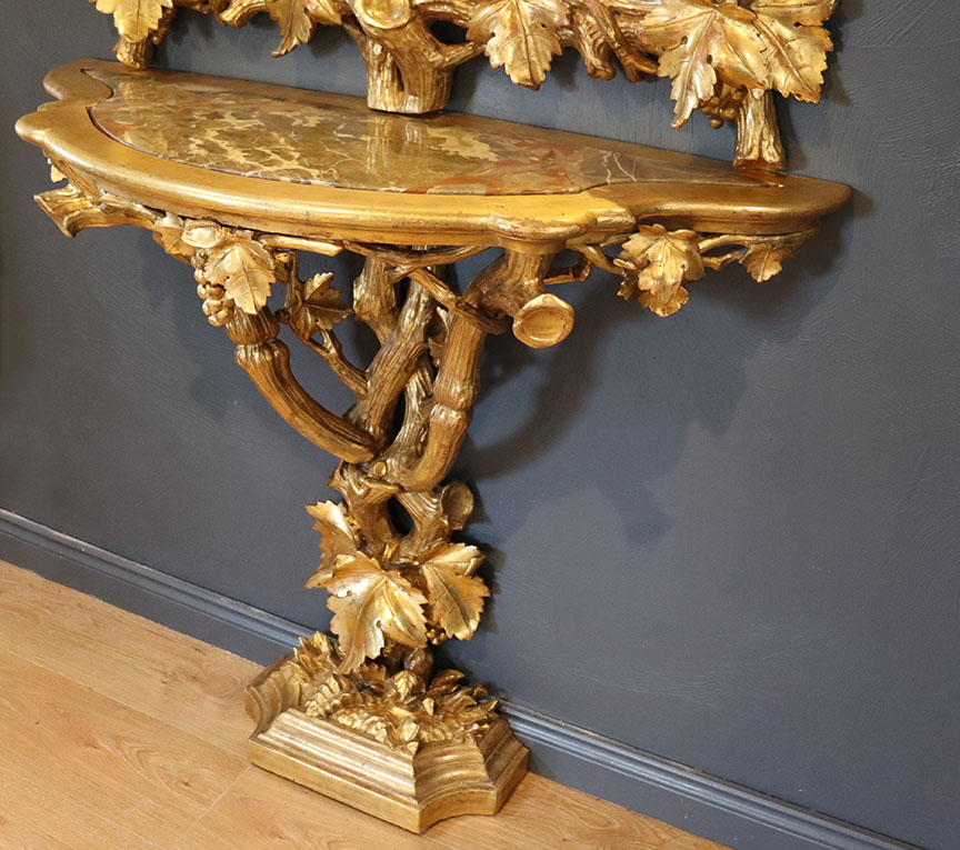 Italian Water Gilt Mirror and Pier Table