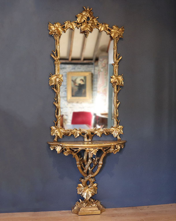 Italian Water Gilt Mirror and Pier Table