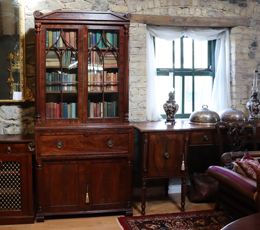 George IV Mahogany Secretaire Bookcase