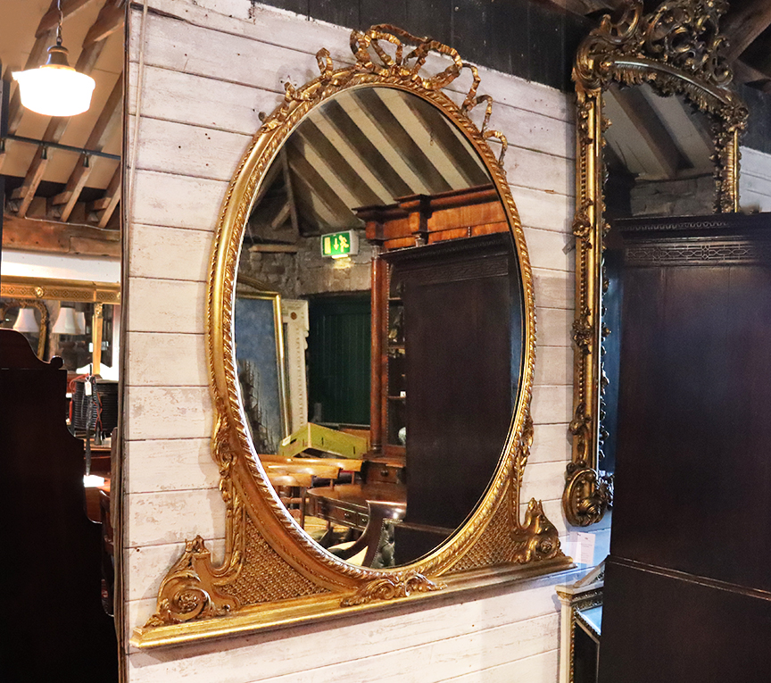 Late Victorian Oval Overmantle Mirror