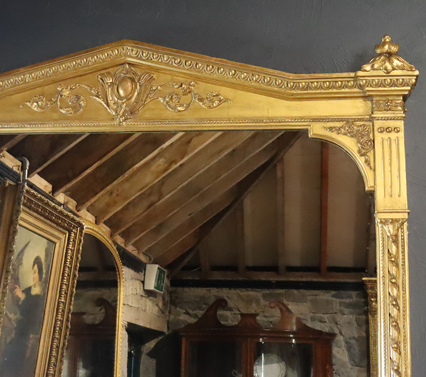 Victorian Gilt Overmantle with Pediment